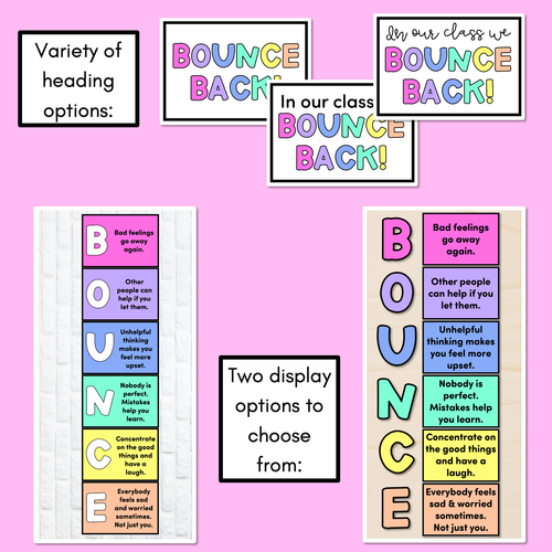 Resource preview 3 for BOUNCE BACK Resilience Acronym Posters - Rainbow Classroom Decor