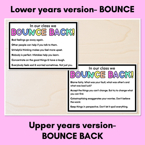 Resource preview 2 for BOUNCE BACK Resilience Acronym Posters - Rainbow Classroom Decor