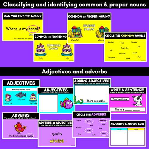 Resource preview 2 for Grammar Lessons POWERPOINT - Nouns Verbs Adjectives Adverbs & More