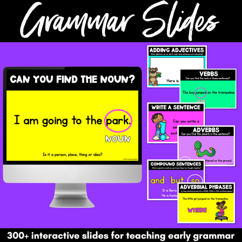 Resource preview 1 for Grammar Lessons POWERPOINT - Nouns Verbs Adjectives Adverbs & More