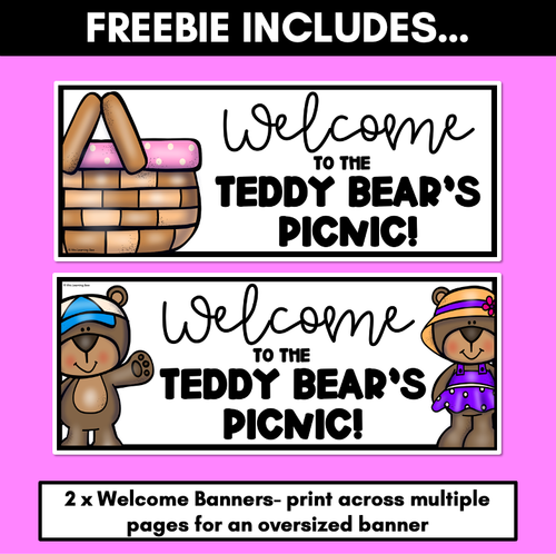 Resource preview 4 for Teddy Bear's Picnic Banners & Freebie Templates