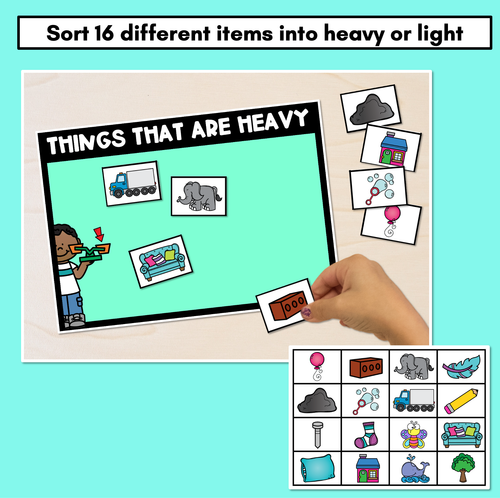 Resource preview 2 for Heavy or Light - Sorting Mats and Worksheet Templates for Mass Lessons