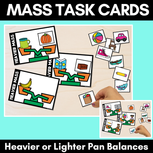 Resource preview 1 for Mass Task Cards - Heavier, Lighter or Similar Mass with Pan Balances