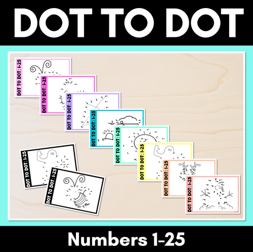 Resource preview 1 for Dot To Dot Task Cards and Worksheets - Numbers 1-25