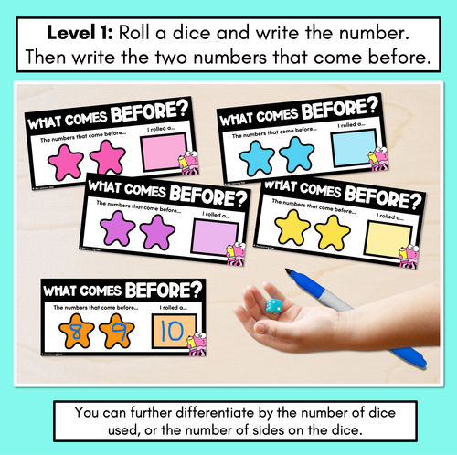 Resource preview 2 for Numbers Before Task Cards - Open Ended Counting Activity Cards