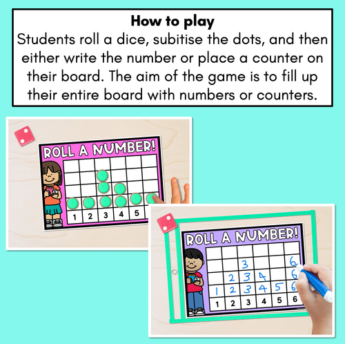 Resource preview 2 for Roll a Number - Subitising Activity with Dice for 1-6