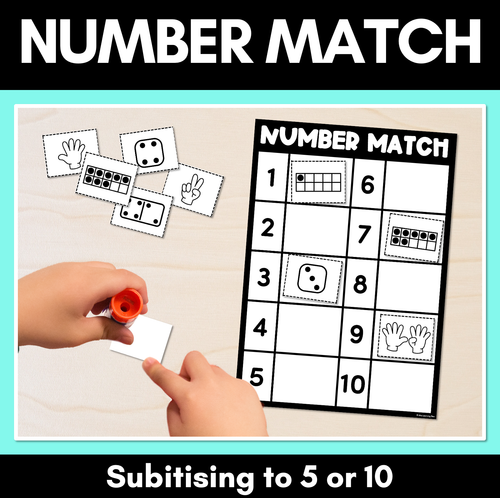 Resource preview 1 for Number Match- Subitising Worksheets for 1-5 and 1-10