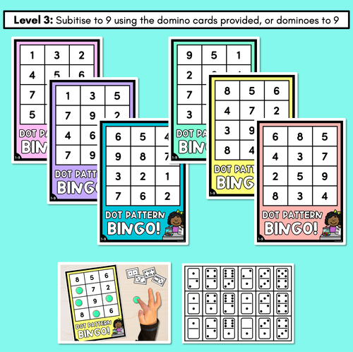 Resource preview 4 for Dot Pattern Bingo - Subitising Game with Dice and Dominoes - 3 Levels