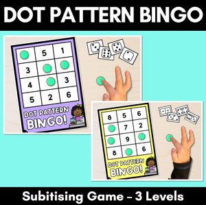 Dot Pattern Bingo - Subitising Game with Dice and Dominoes - 3 Levels