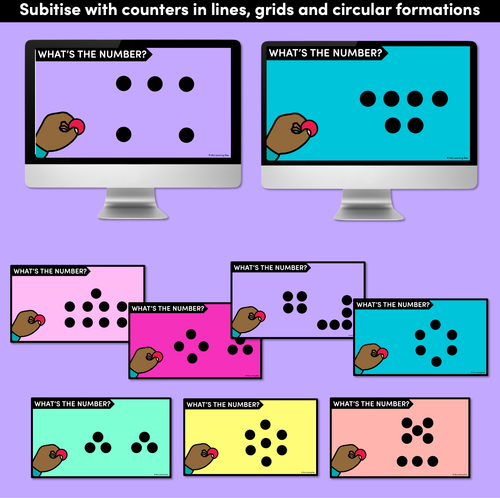 Resource preview 4 for Subitising Digital Slides - Subitise with dot patterns, dice, dominoes, ten frames & fingers