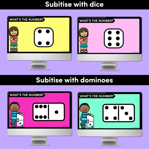 Resource preview 5 for Subitising Digital Slides - Subitise with dot patterns, dice, dominoes, ten frames & fingers