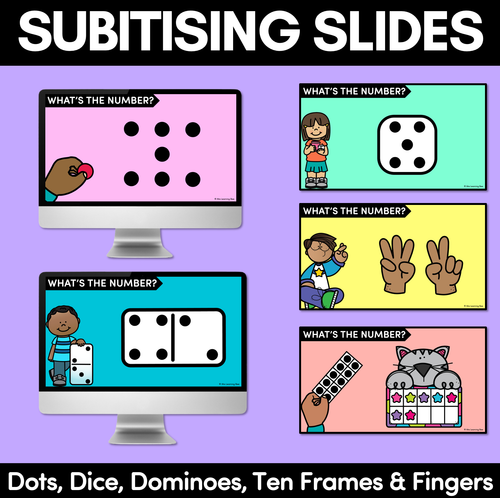 Resource preview 1 for Subitising Digital Slides - Subitise with dot patterns, dice, dominoes, ten frames & fingers