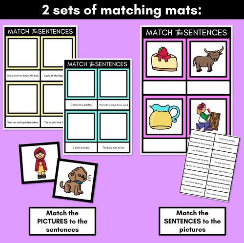 Resource preview 3 for Short OO Phoneme Decodable Sentence Mats - Read & Match