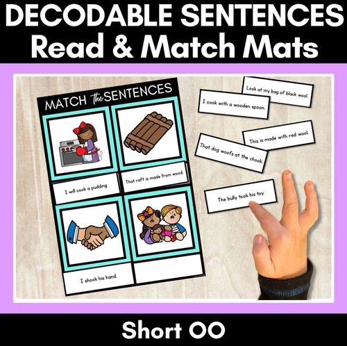 Resource preview 1 for Short OO Phoneme Decodable Sentence Mats - Read & Match