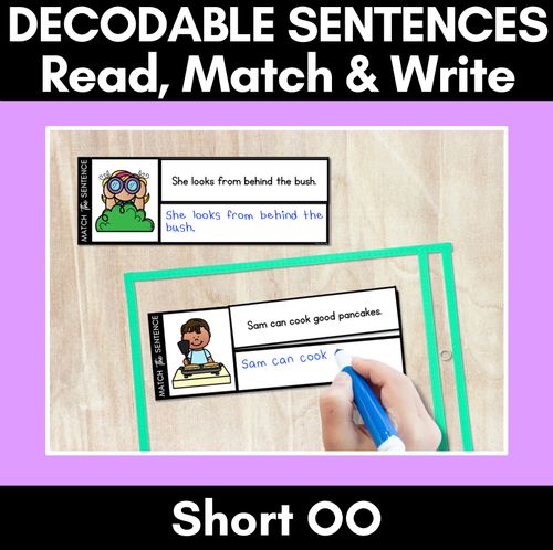 Resource preview 1 for Short OO Phoneme Decodable Sentences - Read, Match & Write