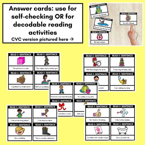 Resource preview 3 for B Phoneme Decodable Sentences - Read and Match