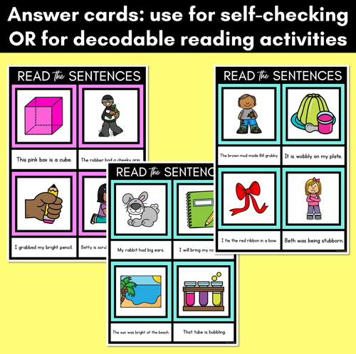 Resource preview 4 for B Phoneme Decodable Sentence Mats - Read & Match