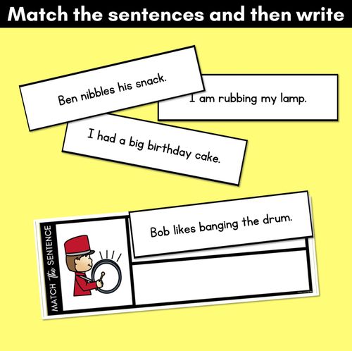 Resource preview 3 for B Phoneme Decodable Sentences - Read, Match & Write