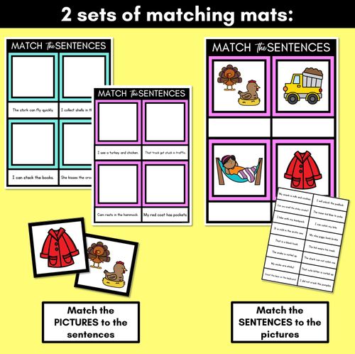 Resource preview 3 for C Phoneme Decodable Sentence Mats - Read & Match