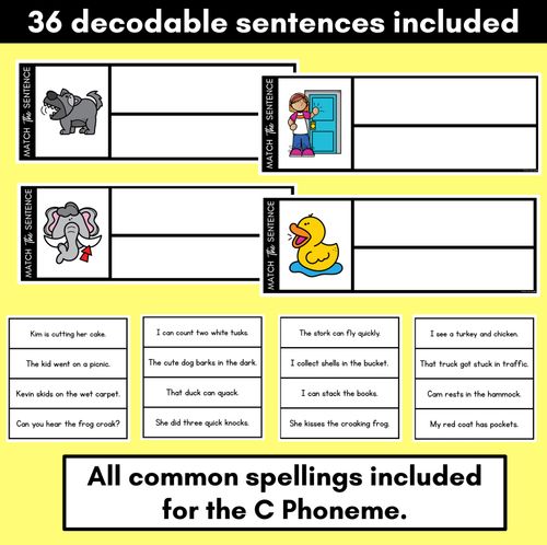 Resource preview 2 for C Phoneme Decodable Sentences - Read, Match & Write