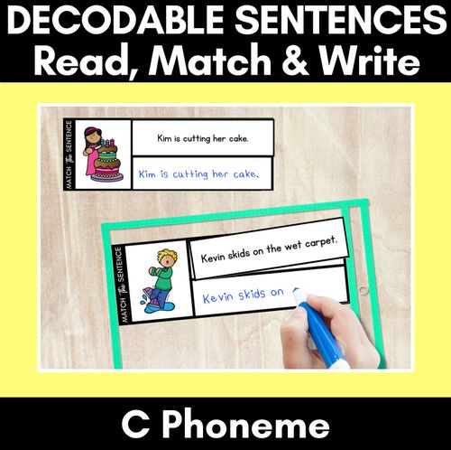 Resource preview 1 for C Phoneme Decodable Sentences - Read, Match & Write