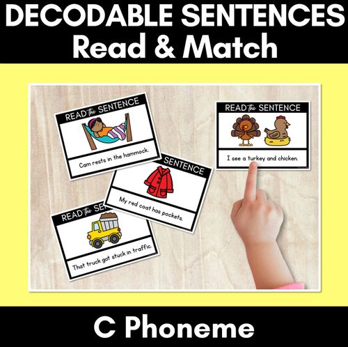 Resource preview 1 for C Phoneme Decodable Sentences - Read and Match