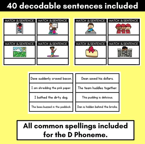 Resource preview 2 for D Phoneme Decodable Sentences - Read and Match