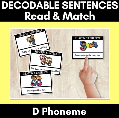 Resource preview 1 for D Phoneme Decodable Sentences - Read and Match