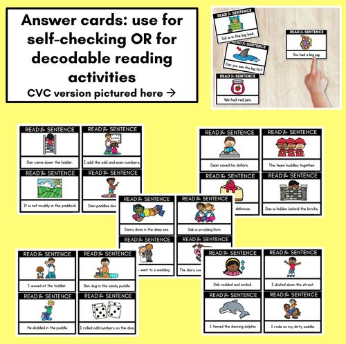 Resource preview 3 for D Phoneme Decodable Sentences - Read and Match