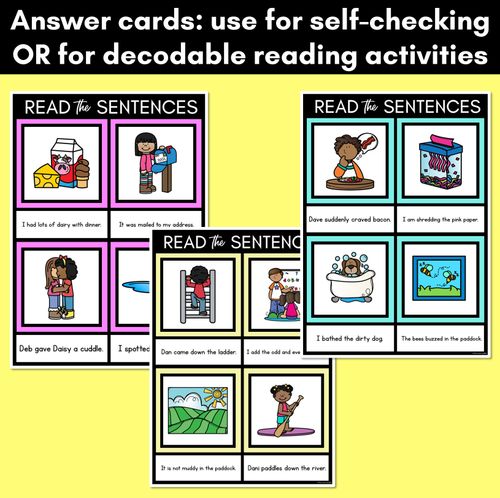 Resource preview 4 for D Phoneme Decodable Sentence Mats - Read & Match