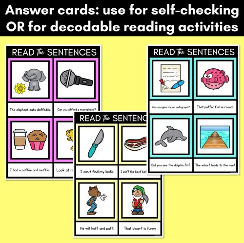 Resource preview 4 for F Phoneme Decodable Sentence Mats - Read & Match