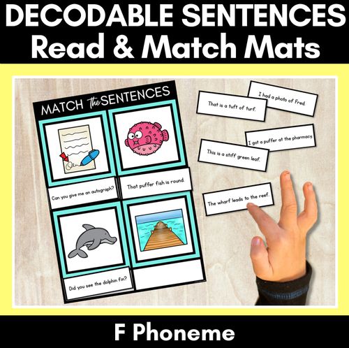 Resource preview 1 for F Phoneme Decodable Sentence Mats - Read & Match