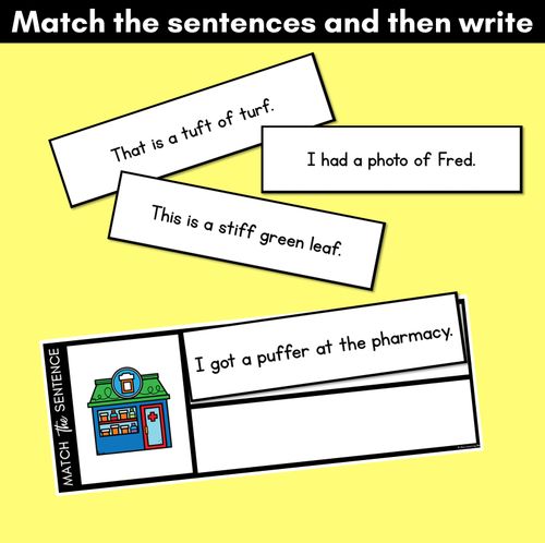 Resource preview 3 for F Phoneme Decodable Sentences - Read, Match & Write