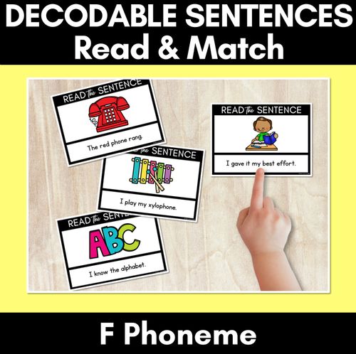 Resource preview 1 for F Phoneme Decodable Sentences - Read & Match