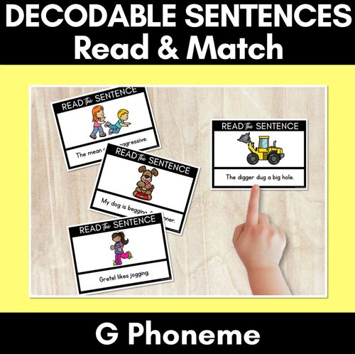 Resource preview 1 for G Phoneme Decodable Sentences - Read and Match