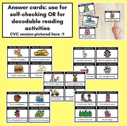 Resource preview 3 for G Phoneme Decodable Sentences - Read and Match