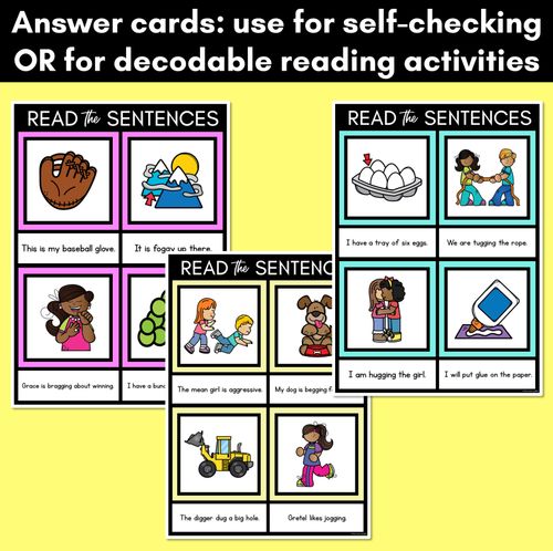 Resource preview 4 for G Phoneme Decodable Sentence Mats - Read & Match