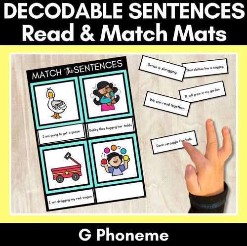 Resource preview 1 for G Phoneme Decodable Sentence Mats - Read & Match