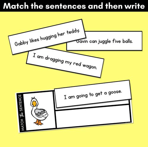 Resource preview 3 for G Phoneme Decodable Sentences - Read, Match & Write