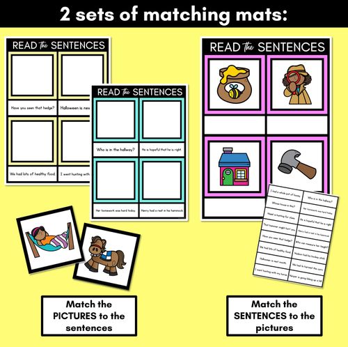 Resource preview 3 for H Phoneme Decodable Sentence Mats - Read & Match