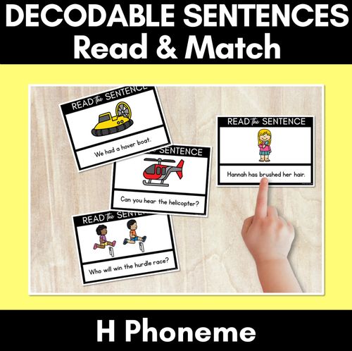 Resource preview 1 for H Phoneme Decodable Sentences - Read & Match