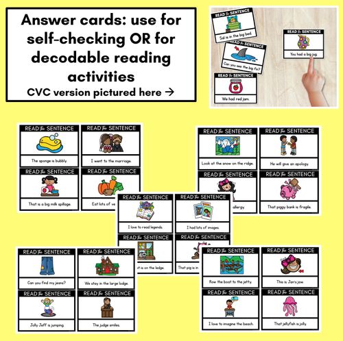 Resource preview 3 for J Phoneme Decodable Sentences - Read & Match