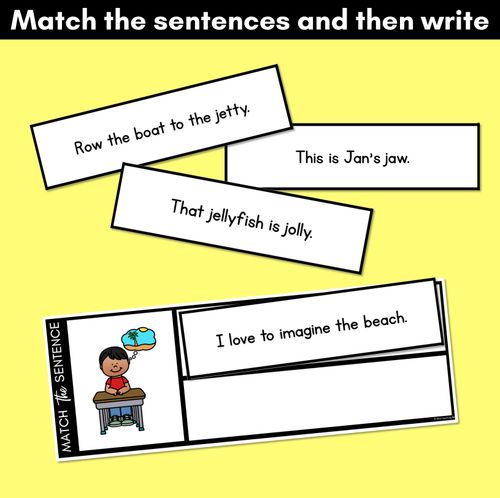 Resource preview 3 for J Phoneme Decodable Sentences - Read, Match & Write