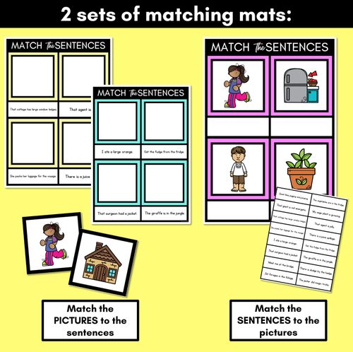 Resource preview 3 for J Phoneme Decodable Sentence Mats - Read & Match