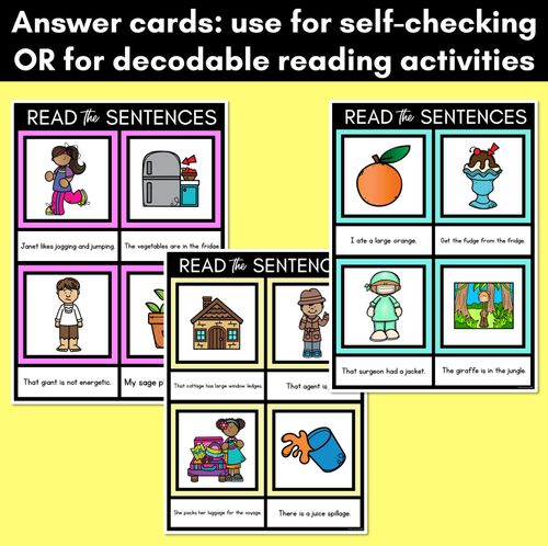 Resource preview 4 for J Phoneme Decodable Sentence Mats - Read & Match