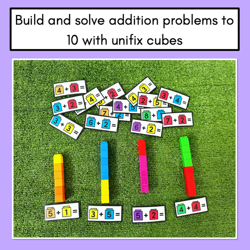 Resource preview 2 for Cube Addition Task Cards - Addition to 10 with Unifix Cubes or Snap Cubes