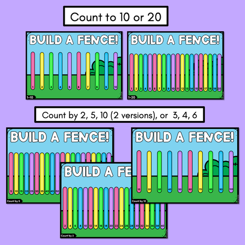 Resource preview 4 for Counting to 10, 20 & Skip Counting - Build A Popsicle Stick Fence - Number Mats