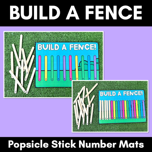 Resource preview 1 for Counting to 10, 20 & Skip Counting - Build A Popsicle Stick Fence - Number Mats