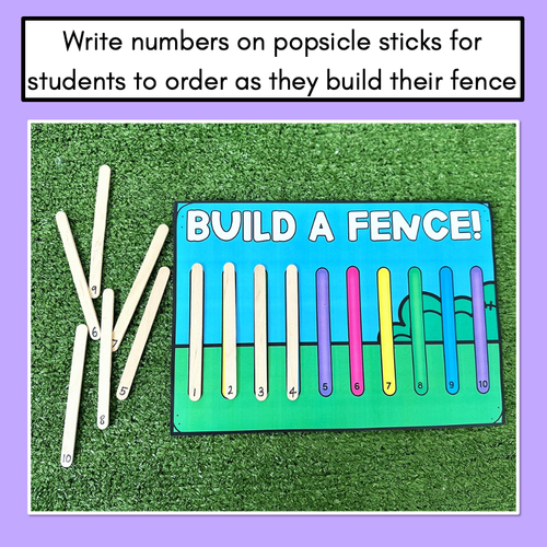 Resource preview 3 for Counting to 10, 20 & Skip Counting - Build A Popsicle Stick Fence - Number Mats