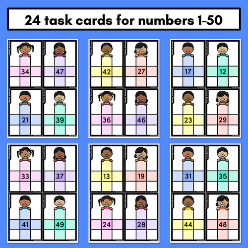 Resource preview 2 for Missing Numbers Before & After, Ten More or Less - Hundred Square Task Cards